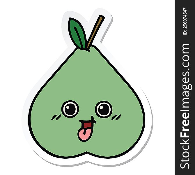 Sticker Of A Cute Cartoon Pear