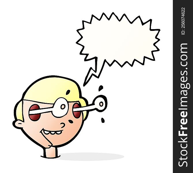 Cartoon Excited Boy S Face With Speech Bubble