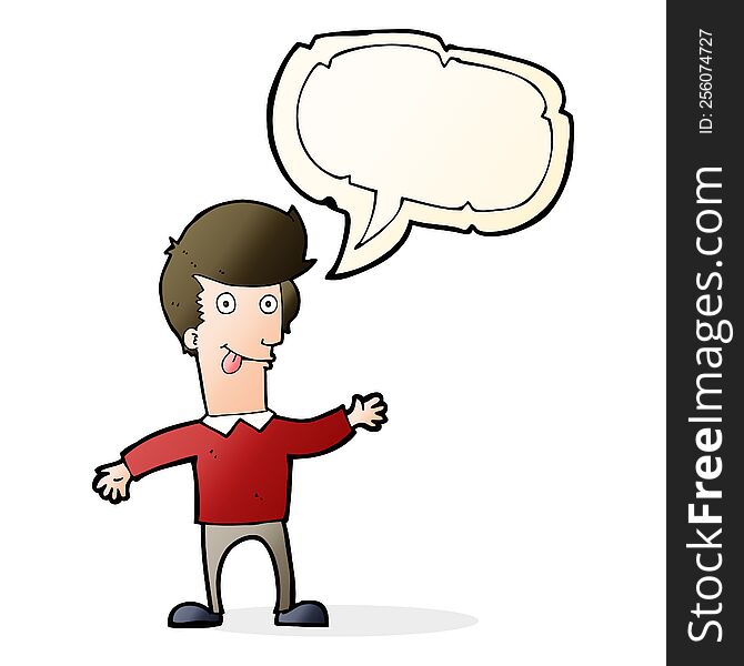 Cartoon Man Sticking Out Tongue With Speech Bubble