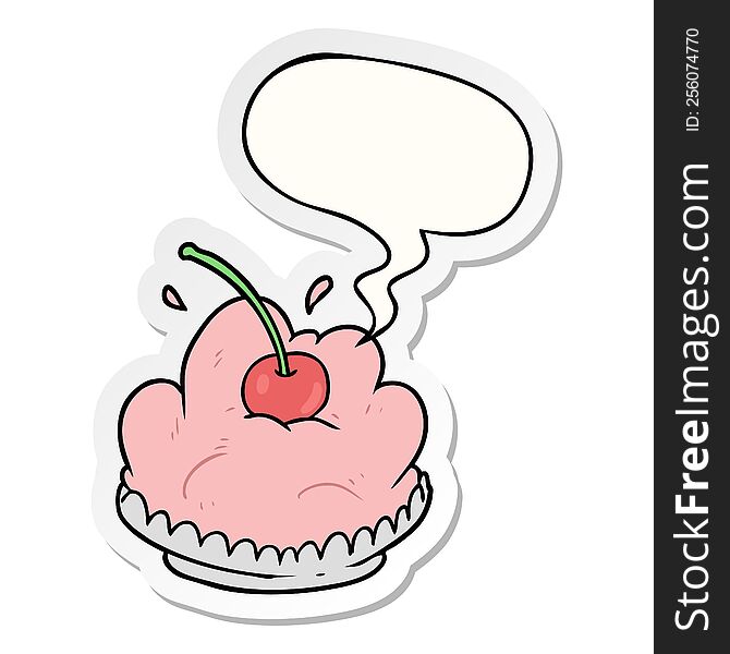 Cartoon Tasty Dessert And Speech Bubble Sticker