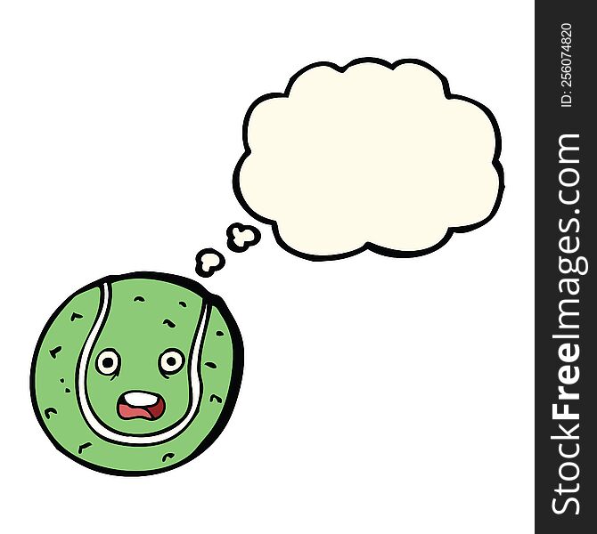 Cartoon Tennis Ball With Thought Bubble