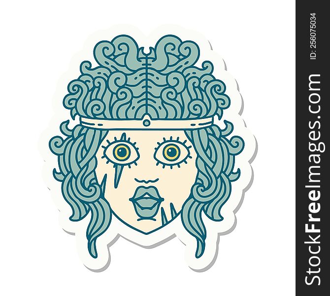 sticker of a human barbarian character. sticker of a human barbarian character