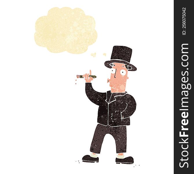 cartoon smoking gentleman with thought bubble