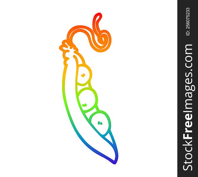 Rainbow Gradient Line Drawing Cartoon Peas In Pod