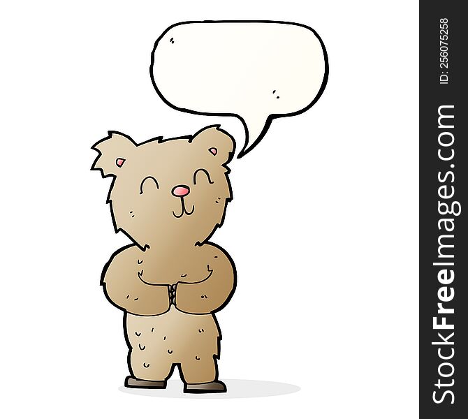 Cartoon Happy Little Bear With Speech Bubble