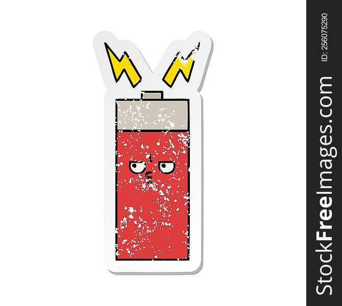 distressed sticker of a cute cartoon battery