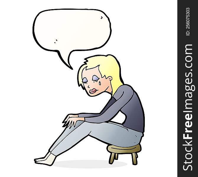 cartoon crying woman with speech bubble