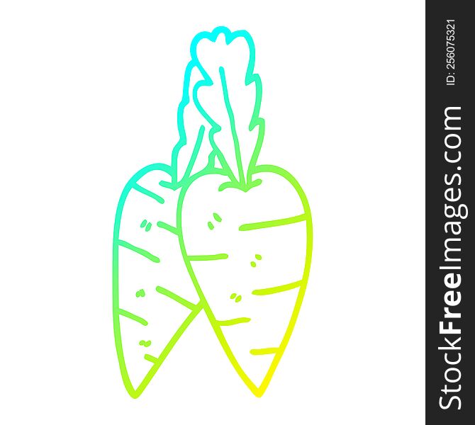 cold gradient line drawing of a cartoon organic carrots