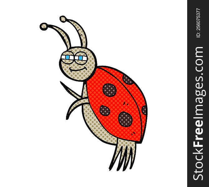 freehand drawn comic book style cartoon ladybug