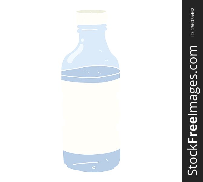 Flat Color Illustration Of A Cartoon Water Bottle