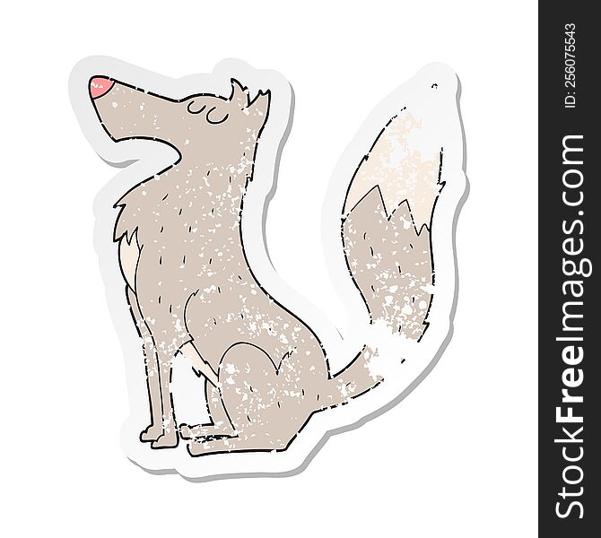 Retro Distressed Sticker Of A Cartoon Wolf