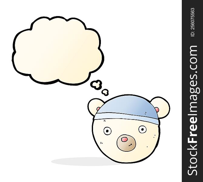 cartoon polar bear face with thought bubble