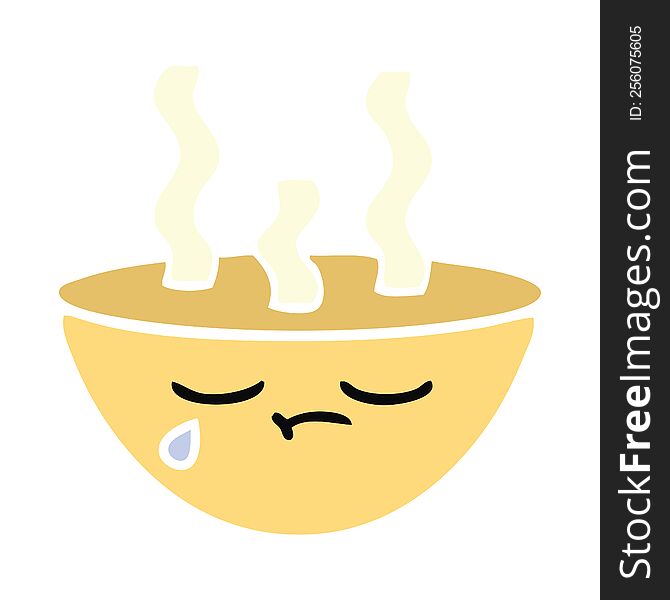 flat color retro cartoon of a bowl of hot soup