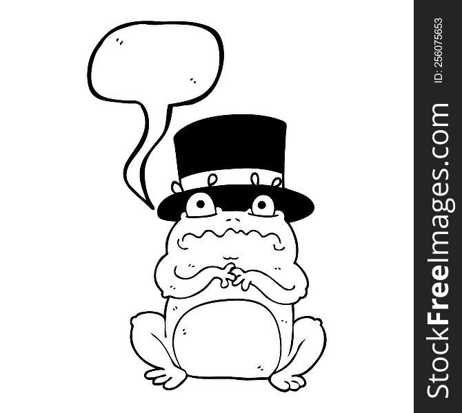 freehand drawn speech bubble cartoon wealthy toad