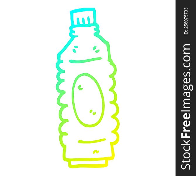 cold gradient line drawing of a cartoon drinks bottle