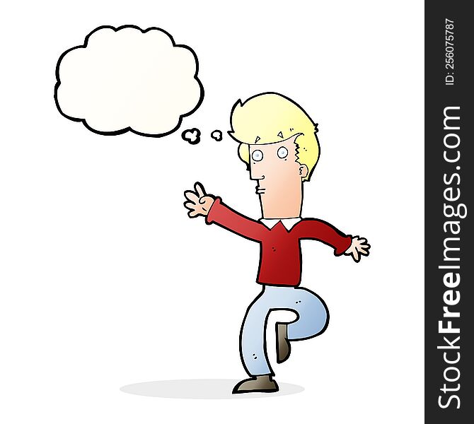 cartoon rushing man with thought bubble