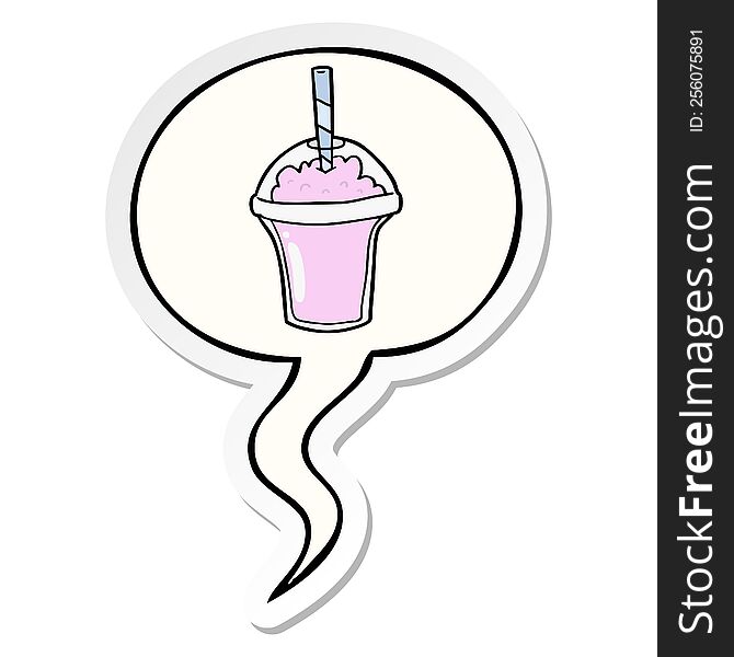 cartoon smoothie with speech bubble sticker. cartoon smoothie with speech bubble sticker