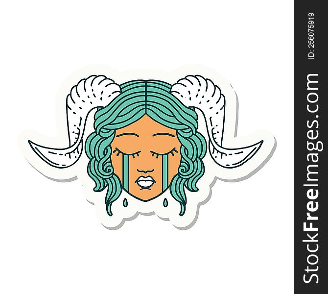 Crying Tiefling Character Face Sticker