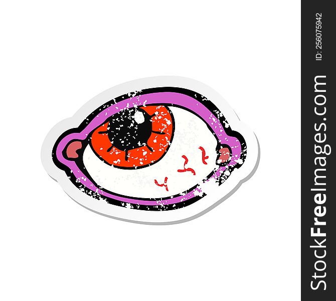 Retro Distressed Sticker Of A Cartoon Spooky Eye
