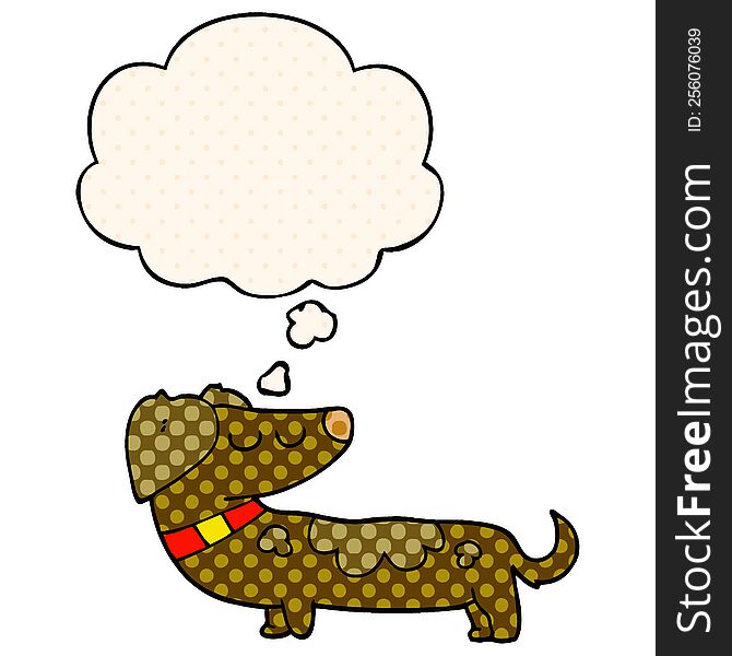 Cartoon Dog And Thought Bubble In Comic Book Style
