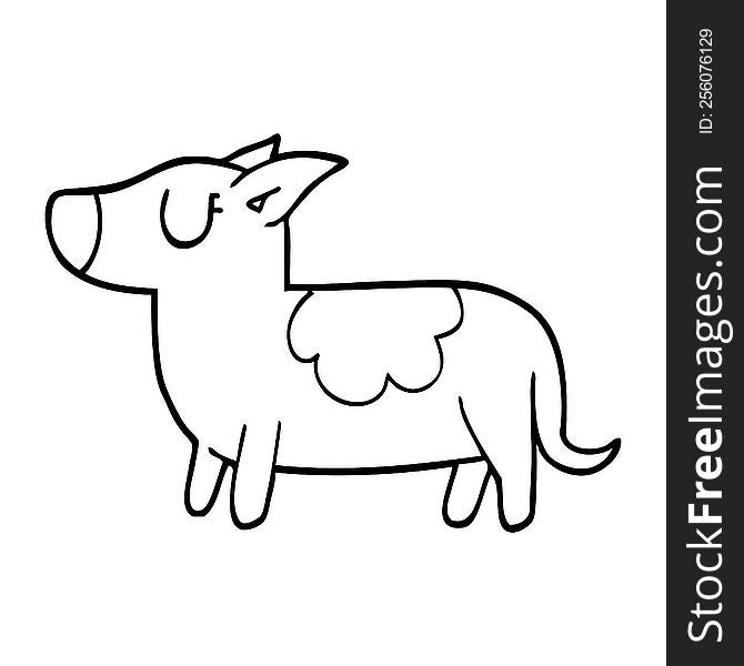 Line Drawing Cartoon Standing Dog