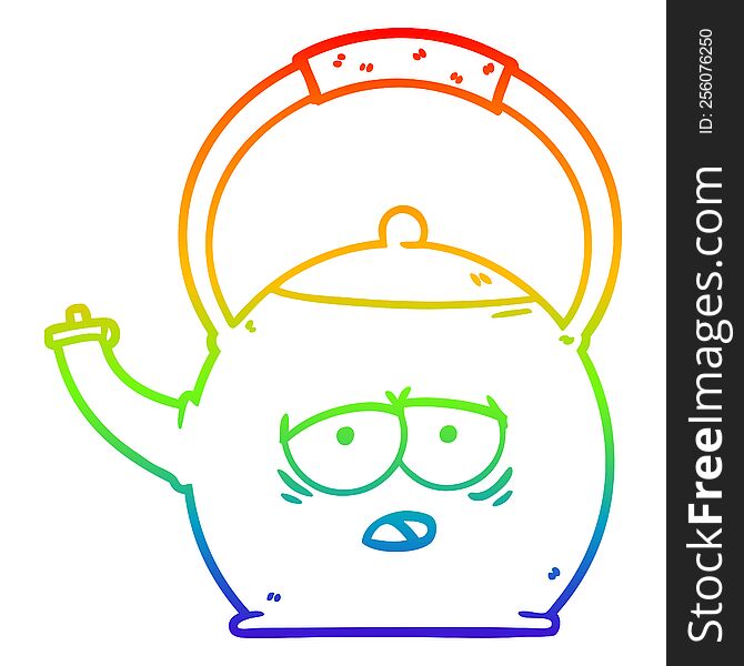 rainbow gradient line drawing of a cartoon kettle