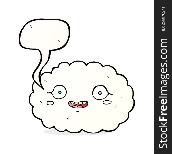 Happy Cartoon Cloud With Speech Bubble