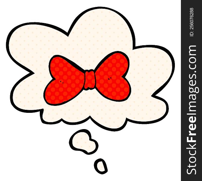 cartoon bow tie and thought bubble in comic book style