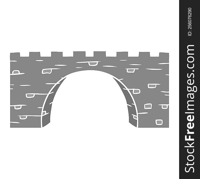 Cartoon Doodle Of A Stone Bridge
