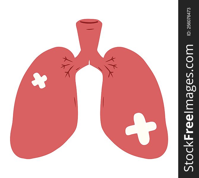 flat color style cartoon repaired lungs