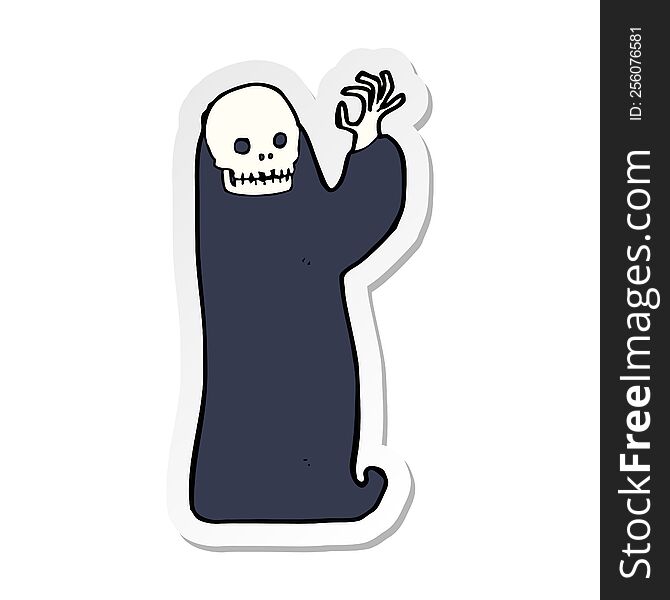 Sticker Of A Cartoon Waving Halloween Ghoul