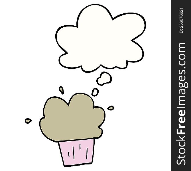 Cartoon Cupcake And Thought Bubble