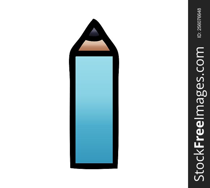 gradient shaded cartoon of a blue pencil