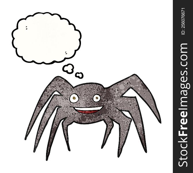 freehand drawn thought bubble textured cartoon happy spider