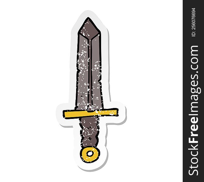 Distressed Sticker Of A Cartoon Sword