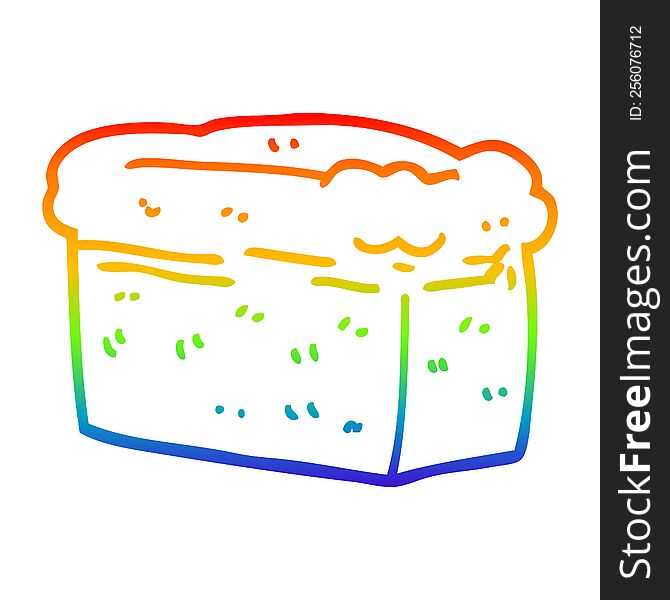 Rainbow Gradient Line Drawing Cartoon Loaf Of Bread