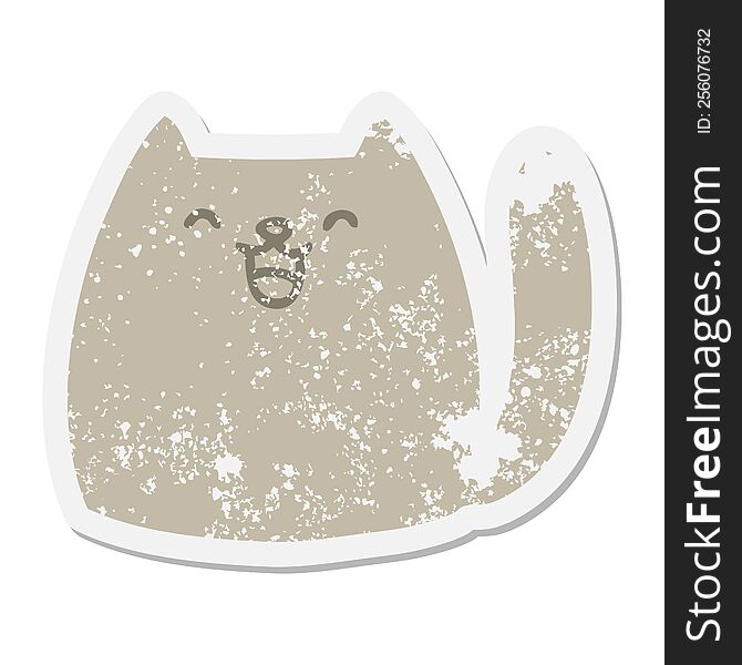cute cartoon cat shape grunge sticker