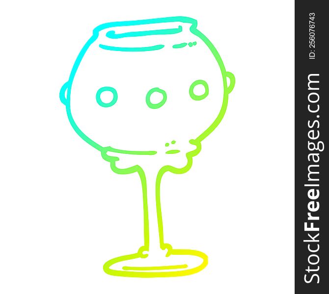 cold gradient line drawing of a cartoon metal goblet