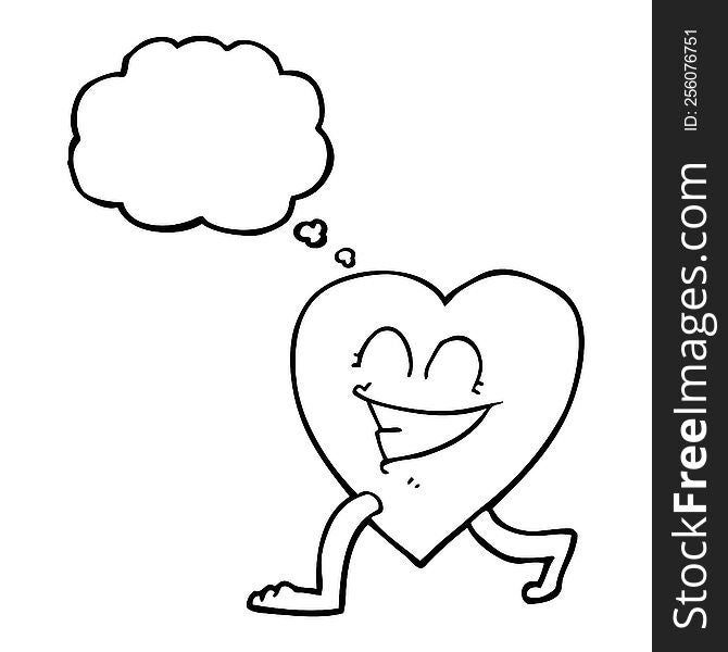 freehand drawn thought bubble cartoon walking heart