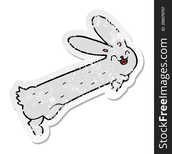 Distressed Sticker Of A Funny Cartoon Rabbit