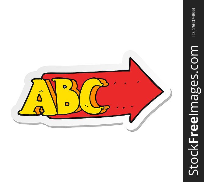 sticker of a cartoon ABC symbol