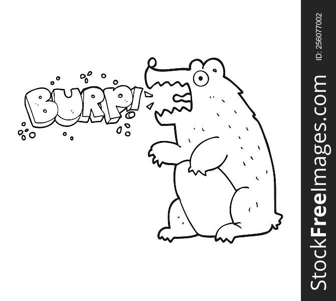 Black And White Cartoon Bear Burping