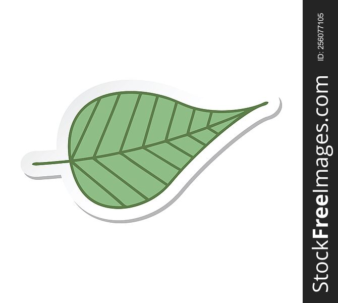 sticker of a cute cartoon green leaf