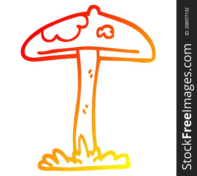 warm gradient line drawing cartoon mushroom