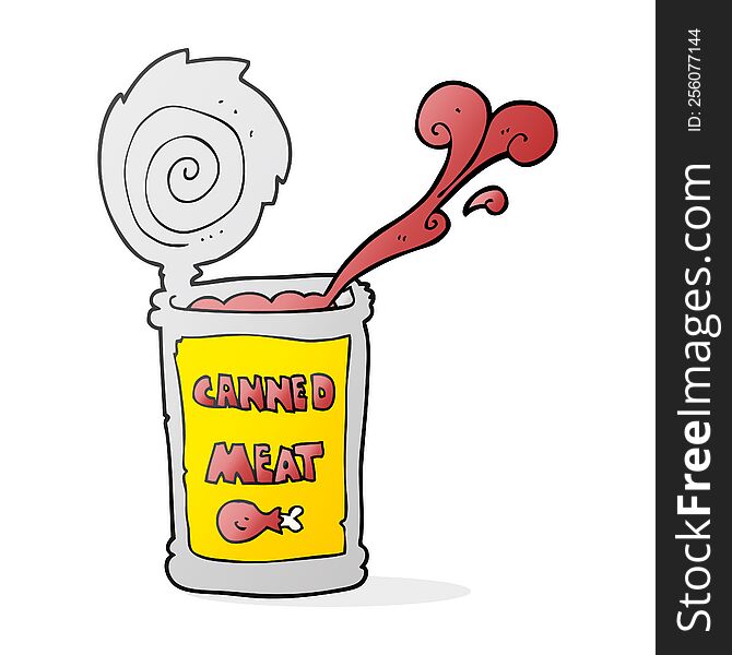 freehand drawn cartoon canned meat
