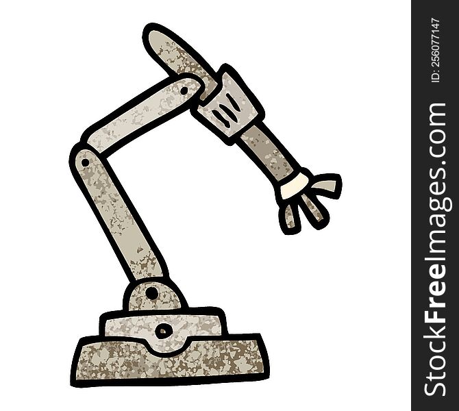 Grunge Textured Illustration Cartoon Robot Hand