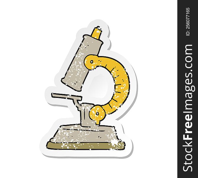 Retro Distressed Sticker Of A Cartoon Microscope