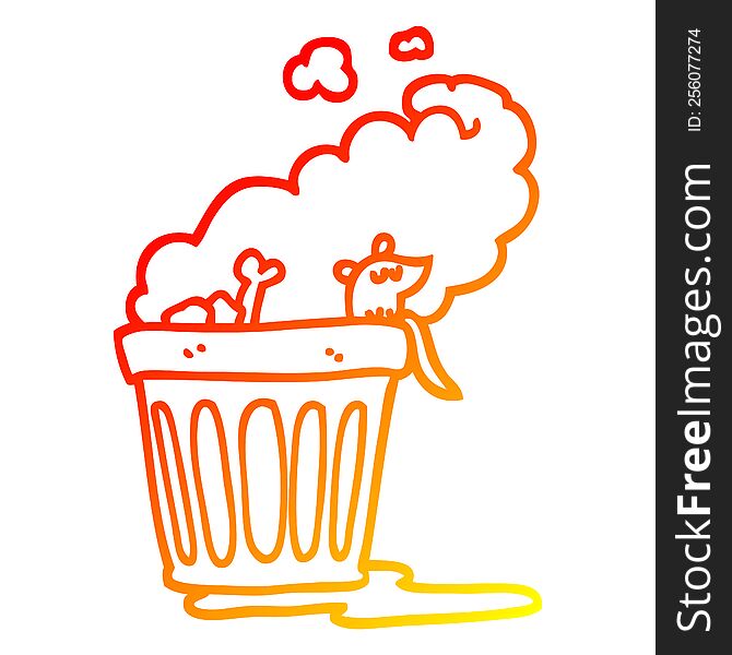 warm gradient line drawing cartoon smelly garbage can