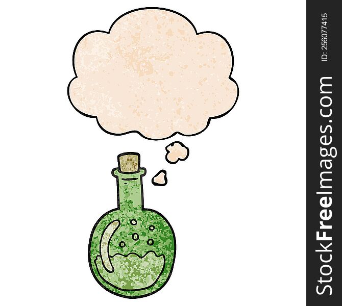 Cartoon Potion And Thought Bubble In Grunge Texture Pattern Style