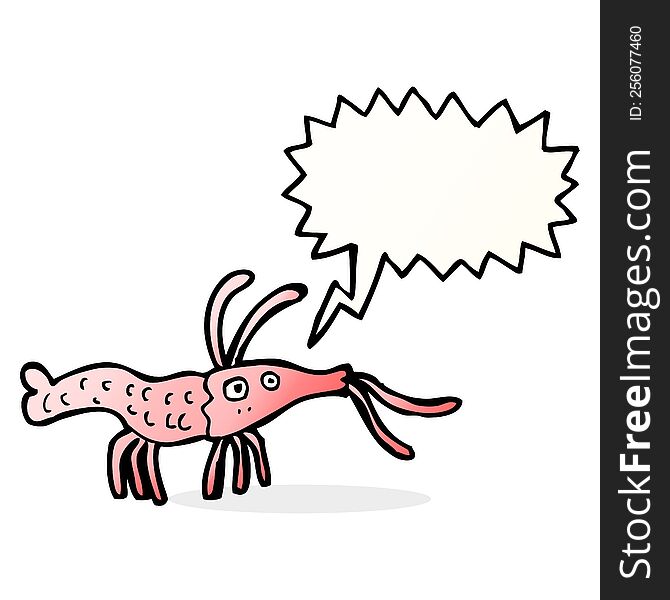 Cartoon Shrimp With Speech Bubble